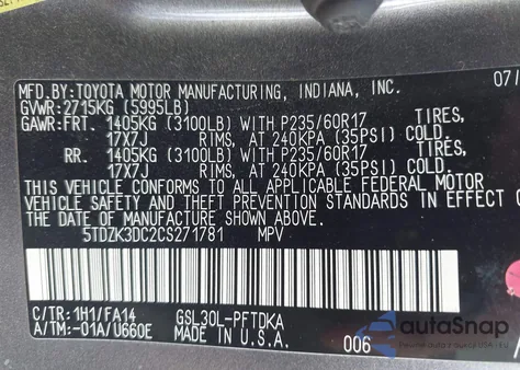 2012 Toyota Sienna Base V6 7 Passenger from USA, damaged, VIN 5TDZK3DC2CS271781